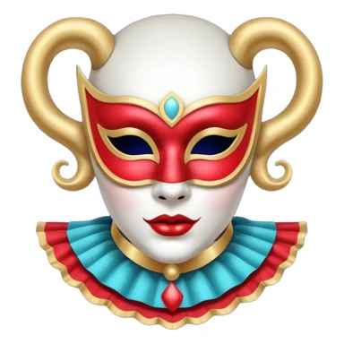 circus masked performer portrait, head and shoulders only, elegant carnival mask, dramatic costume collar, mysterious expression, 3D cartoon, mobile game icon style, clean background, no text, no watermark sticker