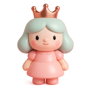 rose gold crown, metallic, soft pink, minimal background, vinyl figure style sticker