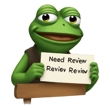 pepe with sign "need review" sticker