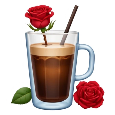 Cold brew coffee with roses denim red mini small size glas sticker