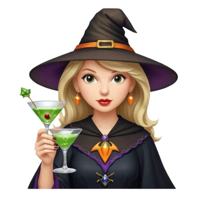 Taylor Swift as a witch with a martini glass sticker
