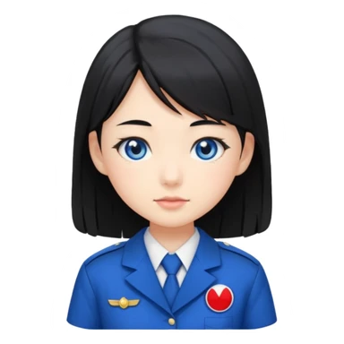 japanese schoolgirl with black hair and blue eyes sticker