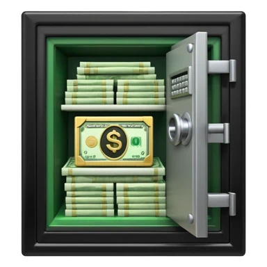 caja fuerte abierta con dinero sticker