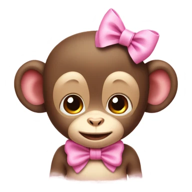 cute baby monkey with a pink bow on the head sticker