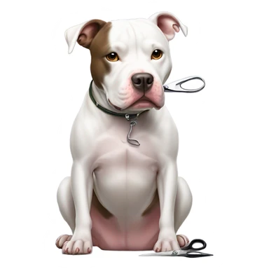 Pit bull cutting hair sticker