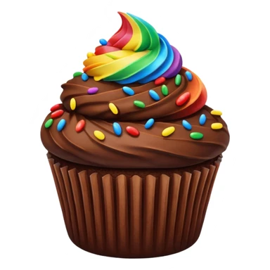 chocolate cupcake with chocolate frosting and sprinkles sticker