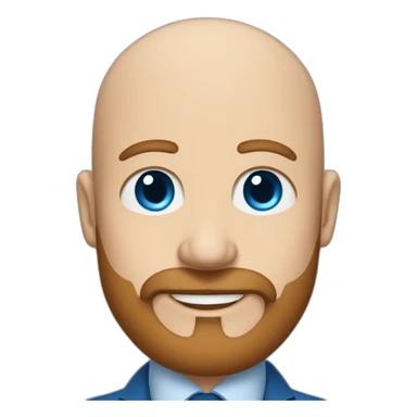 blue-eyed fat smiling bald man with a long brown beard in a blue suit sticker