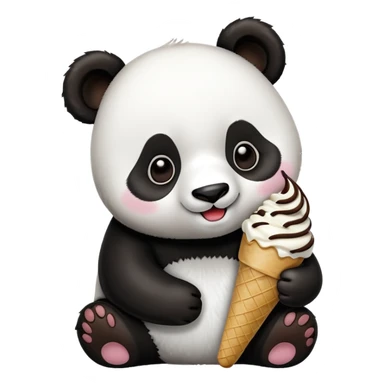 Panda eating ice cream chocolat  sticker