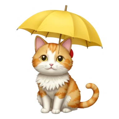Cat with yellow umbrella sticker