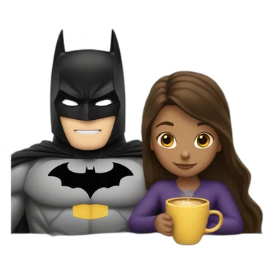 The girl and the batman are studying with coffee sticker