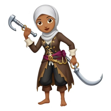 Hijabi woman with an amputated pirate hook leg sticker