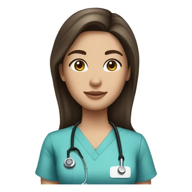 pretty brunette with fair skin nurse with long hair in scrubs sticker