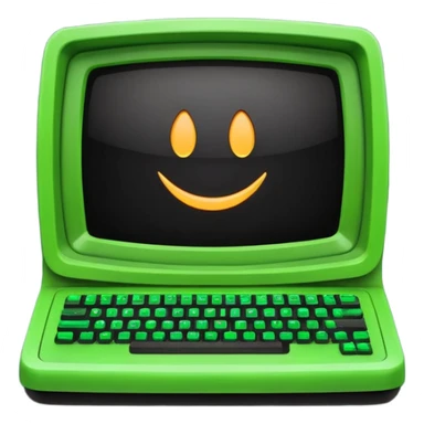 mac os icon code transpiler compiler terminal, black and green, retro sticker