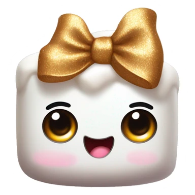 cute marshmallow with big sparkly eyes and bow in the left corner of the marshmallow  sticker