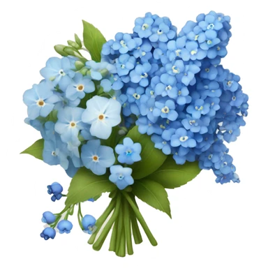 bouquet of baby breaths, delphiniums, forget me nots, and blue hydrangeas  sticker