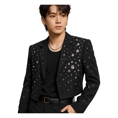 kpop idol star with crystal gems, fashionable sticker