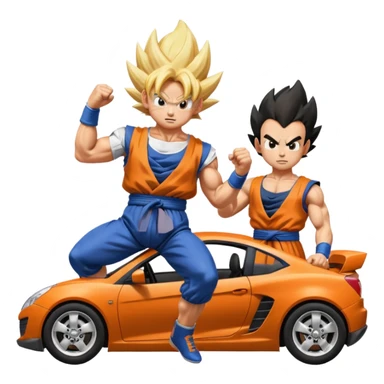 Goku crashes cars throw on Vegeta's head  sticker