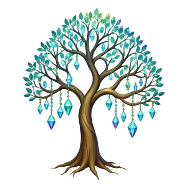 Spiritual tree with crystals hanging in it sticker