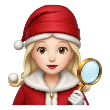 Female Santa with Magnifying glass sticker