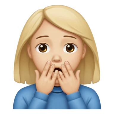 Crying pleading face with hand covering mouth sticker