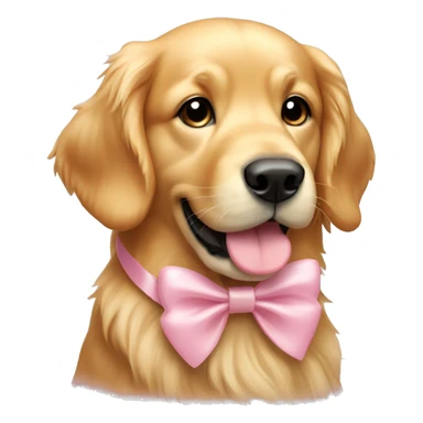 Golden Retriever with a light pink bow around its neck sticker