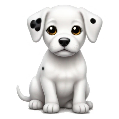 small white puppy with little black spots. sticker