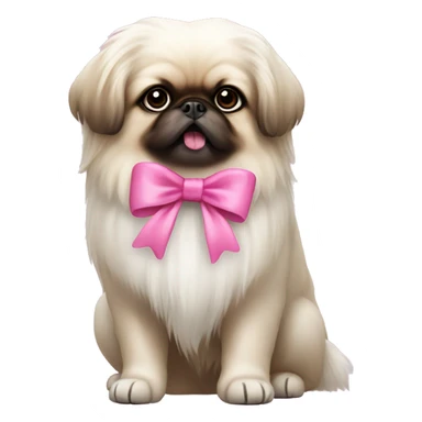 white pekingese with pink bow  sticker
