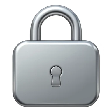 Chrome silver lock emoji, iOS emoji style, smooth metallic surface, rounded edges, reflective highlights, minimalistic sticker