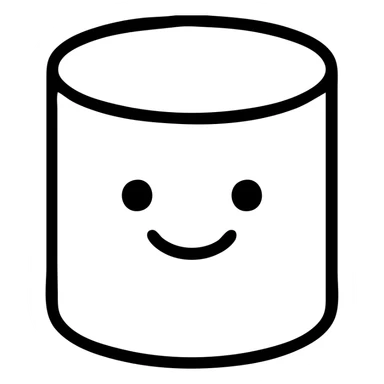 outlined marshmallow with a face, no fill sticker