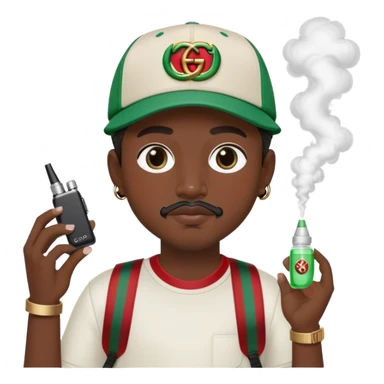 A Boy with gucci cap, goatee, gucci fanny pack, and vape in his Hand  sticker