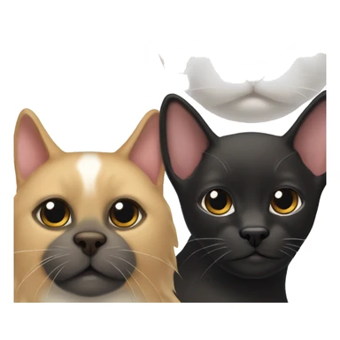 white cat next to sable spitz and black petit brabancon sticker