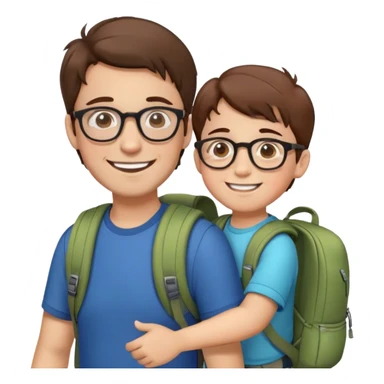 Father with glasses and son brow hair happy backpack buddies sticker