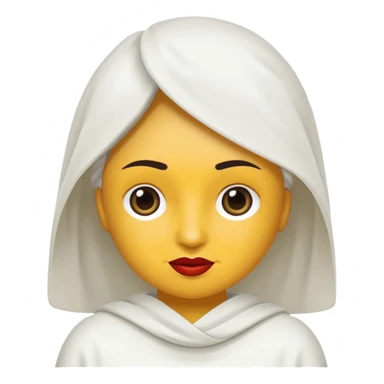 vull un perosnatge estil bimoji que sigui com una nimfa bella i fantasmal amb túniques blanques. Té la pell literalments blanca com el guix, cabell platejat, un nas llarg, ulls negres grans i llavis carmesí. que estigui somrient sticker