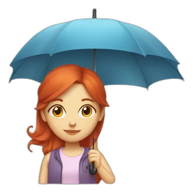 girl with red hair with an umbrella sticker