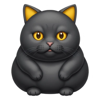 Un gato negro gordito con los ojos de color amarillos sentado sticker