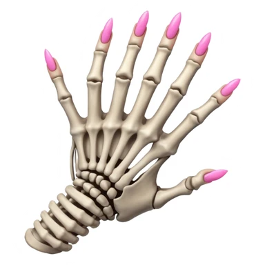 skeleton hand with long pink nails sticker