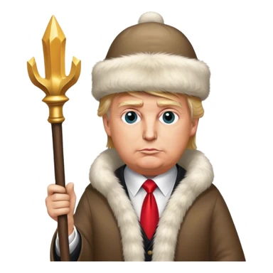 Donald Trump is a king in a fur hat, holding a staff
realistic sticker