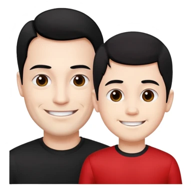 make a father and a son. both with straight black hair. both have white skin. they have to be wearing black and red clothes. there are only two people. they're happy. only a father and ONE son. sticker