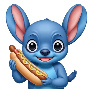 Stitch with a hot dog sticker
