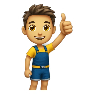 happy tan kid with yellow shirt and dark blue shorts thumbs up sticker