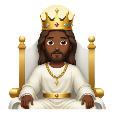 Dark skin Jesus on heavens Throne with just a Gold crown no jewelry  sticker