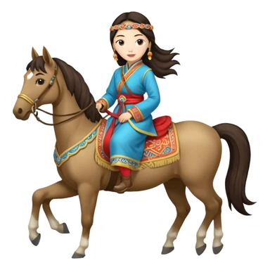 mongolian woman on horse full body sticker