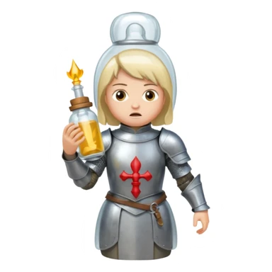 Jeanne d’arc en armure médiévale en colère et enfermée dans un biberon  sticker