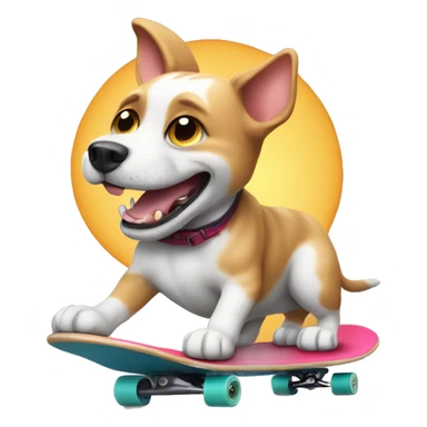 Dog riding a cat skateboard sticker