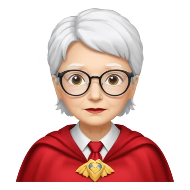 An older woman with glasses and white hair, in a red tie and cape (might resemble Professor McGonagall). sticker
