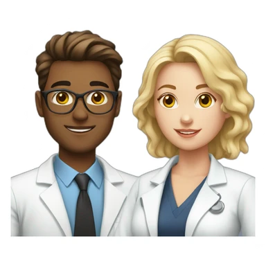 Young white Neurologist and white gynecologist in love sticker