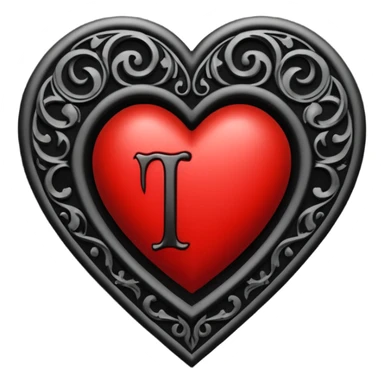 Can you make a heart with a gothic design, I want black and blood red colors . In the middle of the heart there should be the letter I sticker