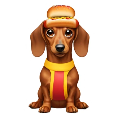 Dachshund wearing a hot dog costume sticker