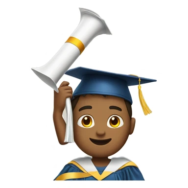 boy wearing a graduation cap and holding a diploma in his hand sticker
