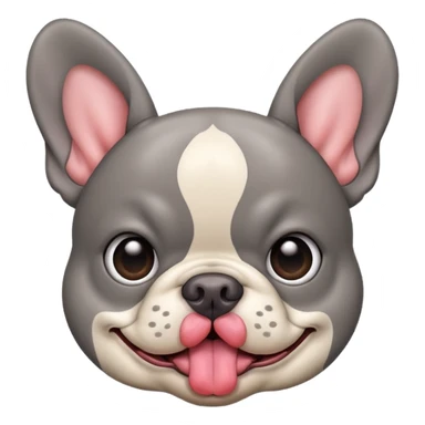 Grey Frenchie with tongue sticking out  sticker